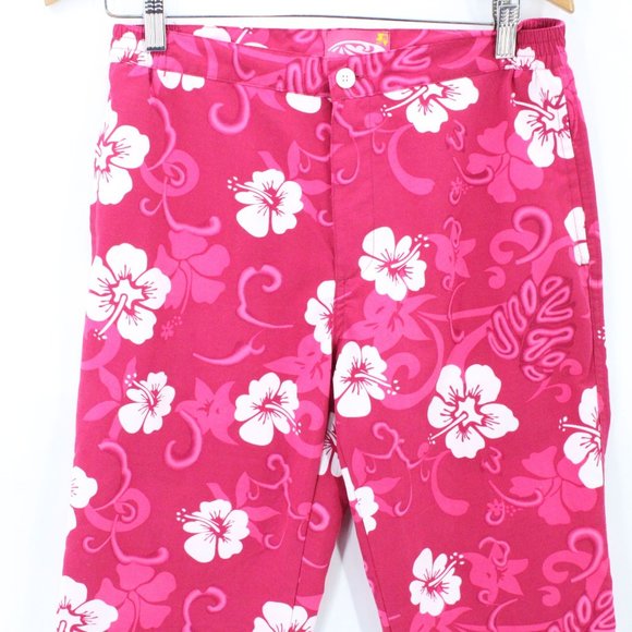 Vintage Palmwave Pants Womens Pink Floral Lightweight Flat Front Size Medium M - Picture 3 of 8
